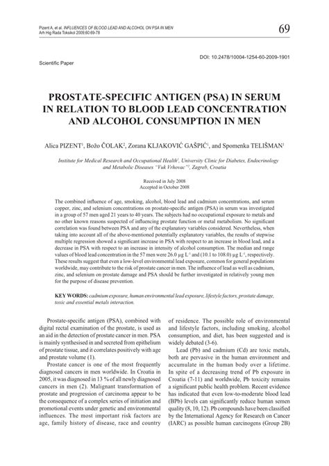 alcohol and psa test|Alcohol consumption and PSA.